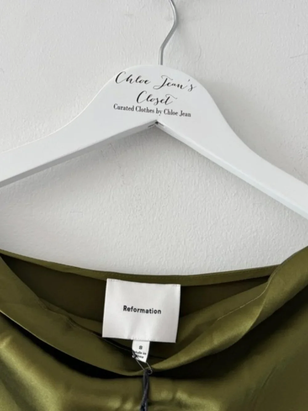 REFORMATION NWT Pike Silk Maxi Dress in Moss - Picture 4 of 14